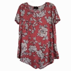 Vintage Amana Floral Size Large Short Sleeve Blouse Blush Pink